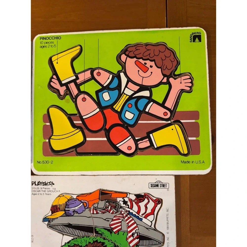Vintage Children's Puzzles Lot – Retro Wooden Puzzles, Cottagecore Nursery Decor